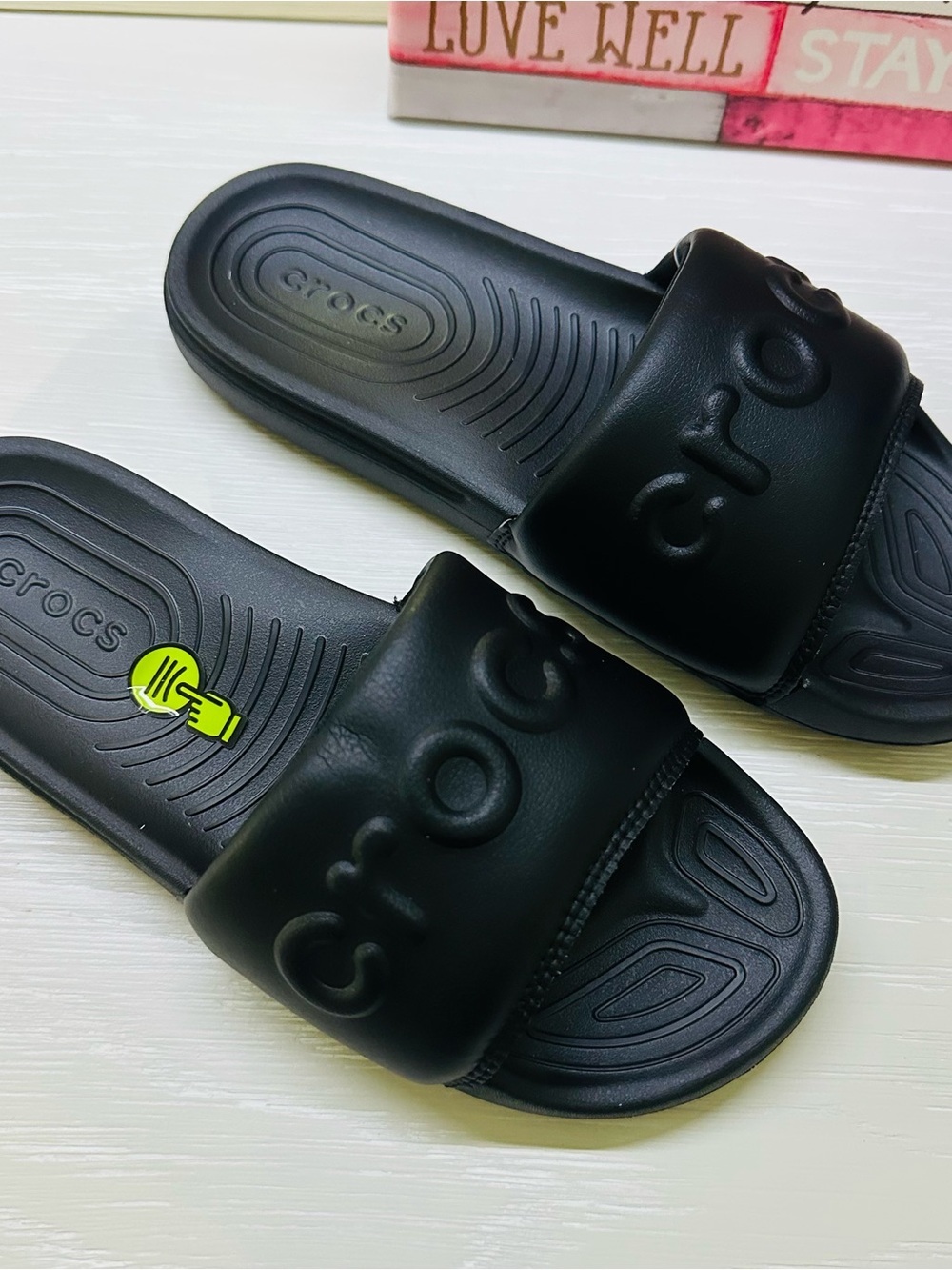 CROCS Black Padded Slide Sandals - Picture 2 of 3